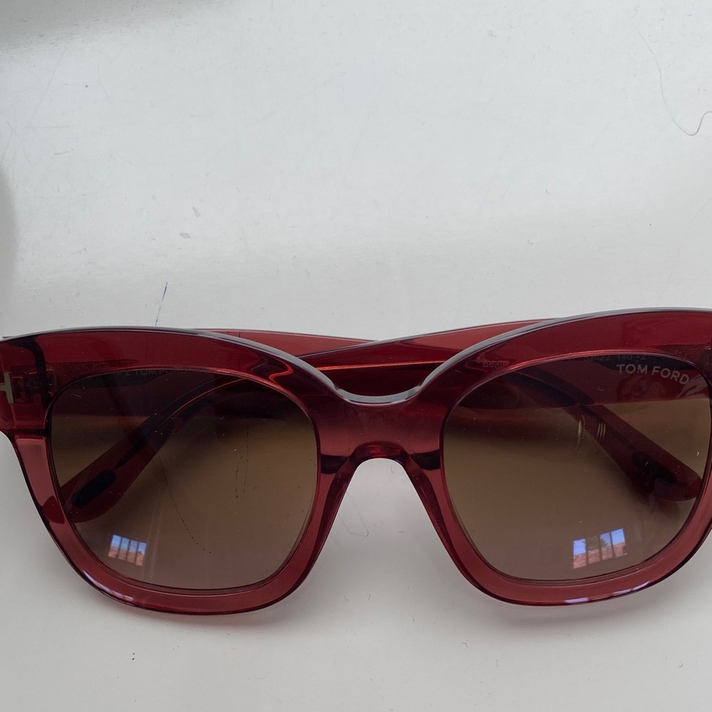 Tom Ford Women's Deep Burgundy Cat-Eye Sunglasses with Brown Gradient Lenses